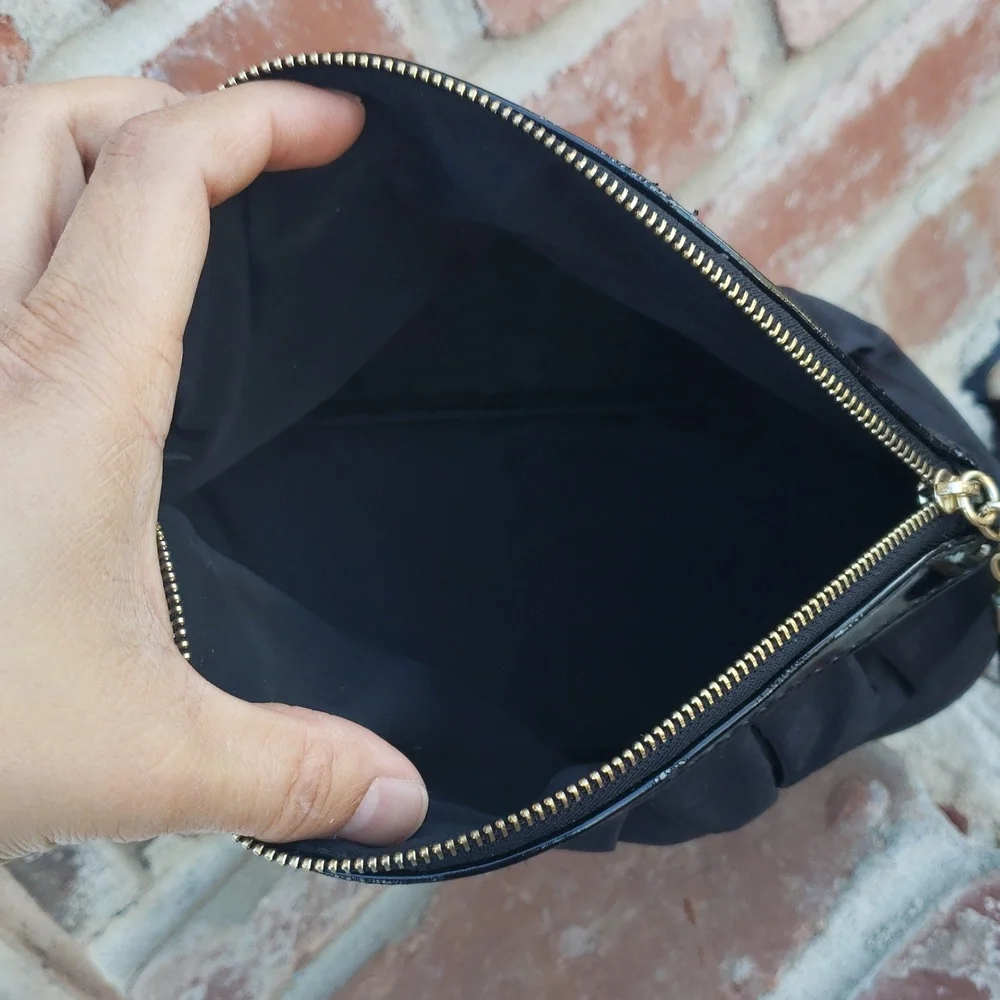 Dior Parfums Patent Leather Trim Satin Cosmetic Organizer Pouch Black Luxury
